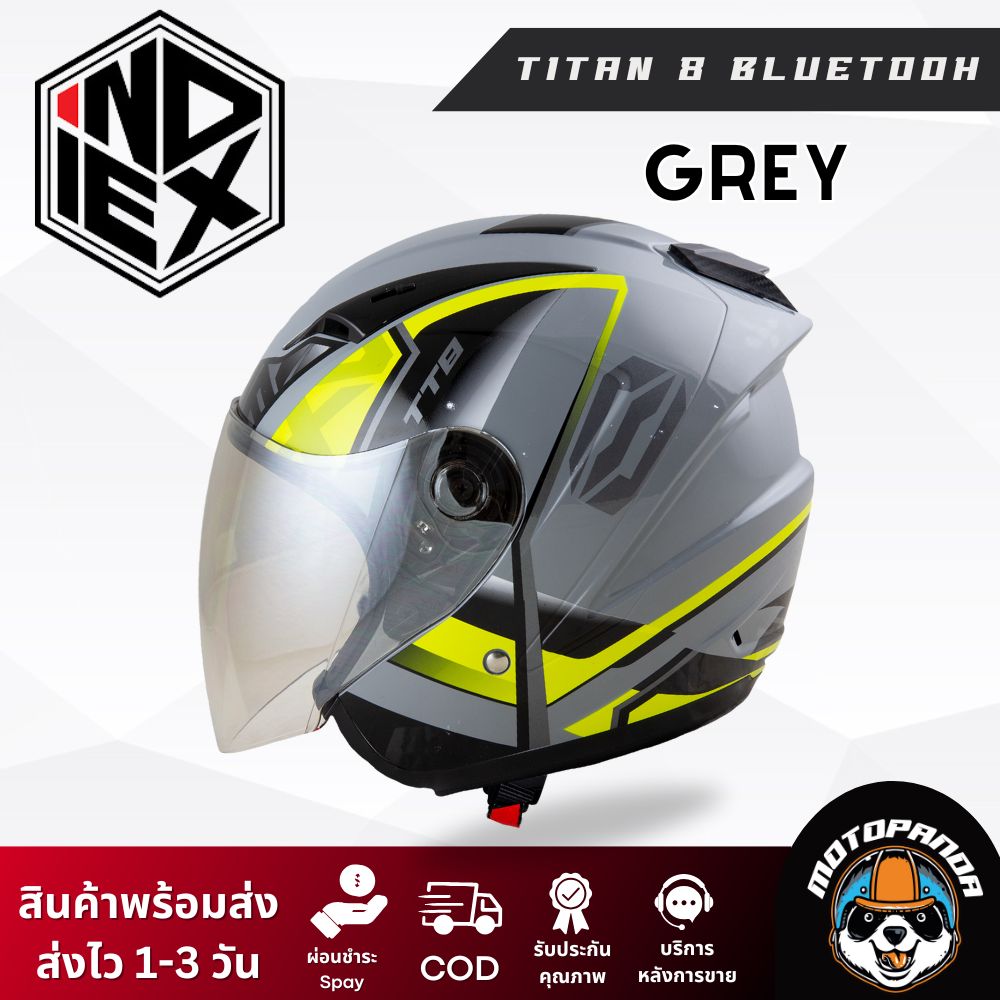 หมวกกันน็อค INDEX TITAN-8 BT รุ่นใหม่ล่าสุด มีหลุมติดตั้งลำโพง Bluetooth ของแท้ 100% รับประกันคุณภาพ