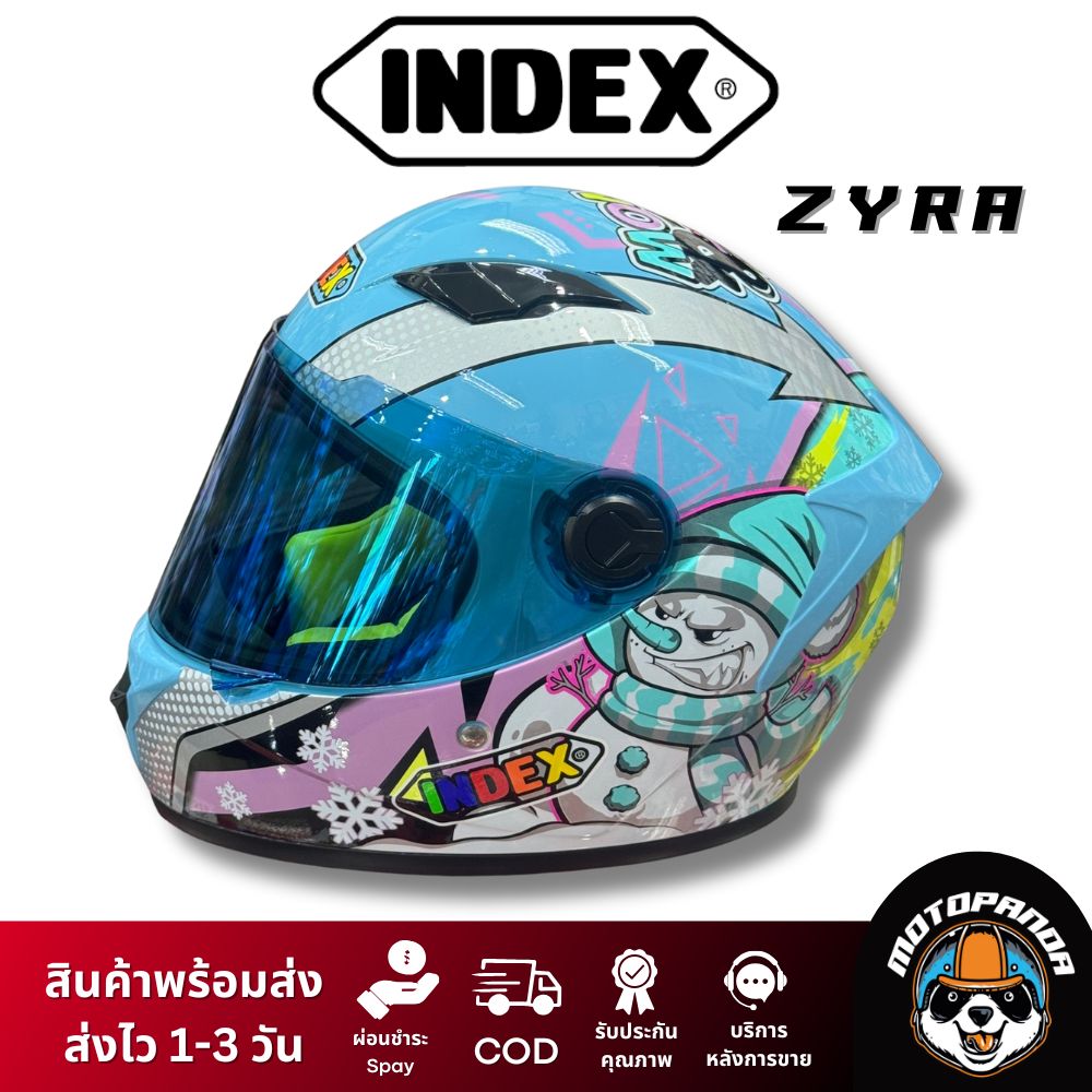 หมวกกันน็อค INDEX ZYRA หมวกกันน็อคเต็มใบ ของแท้100% สีฟ้า