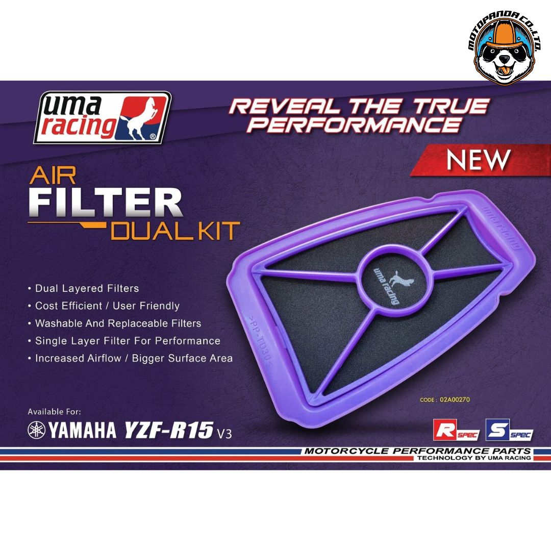 กรองอากาศ Yamaha R15 V3 V4 MT15 XSR155 Y15ZR Y16ZR EXCITER150 XMAX300 PCX150 UMA RACING ของแท้ 100%