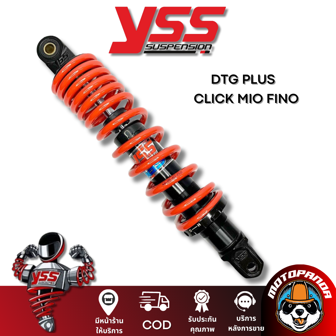 โช๊คหลัง DTG PLUS BLACK/RED สูง 310 mm. CLICK110 MIO115 FINO115 โช๊คอัพ YSS คลิ๊ก มีโอ ฟีโน่