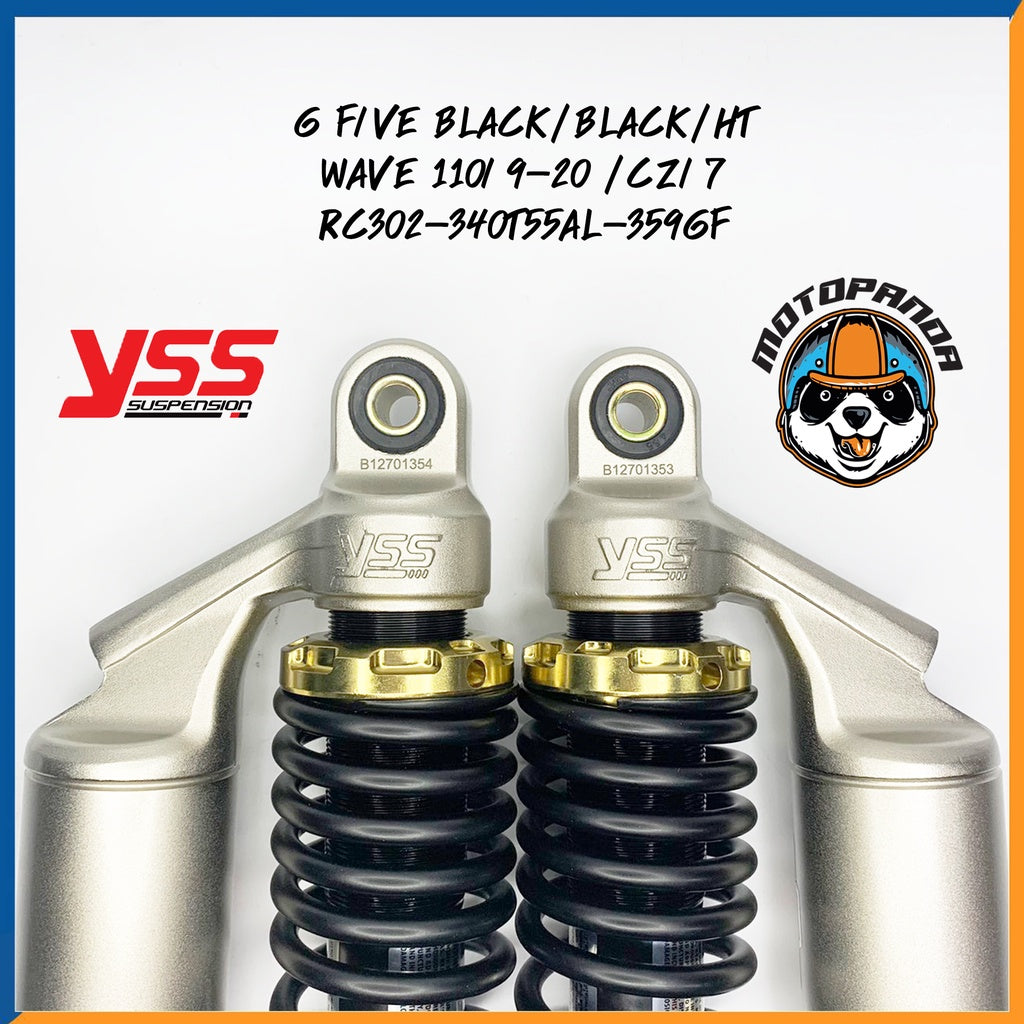 โช๊คหลัง G FIVE WAVE 110i BLACK/BLACK สูง 320/340 mm. โช๊คอัพ YSS แท้ แกนดำ สปริงดำ สำหรับ ฮอนด้า เวฟ110i โช้คคู่ โช้ค