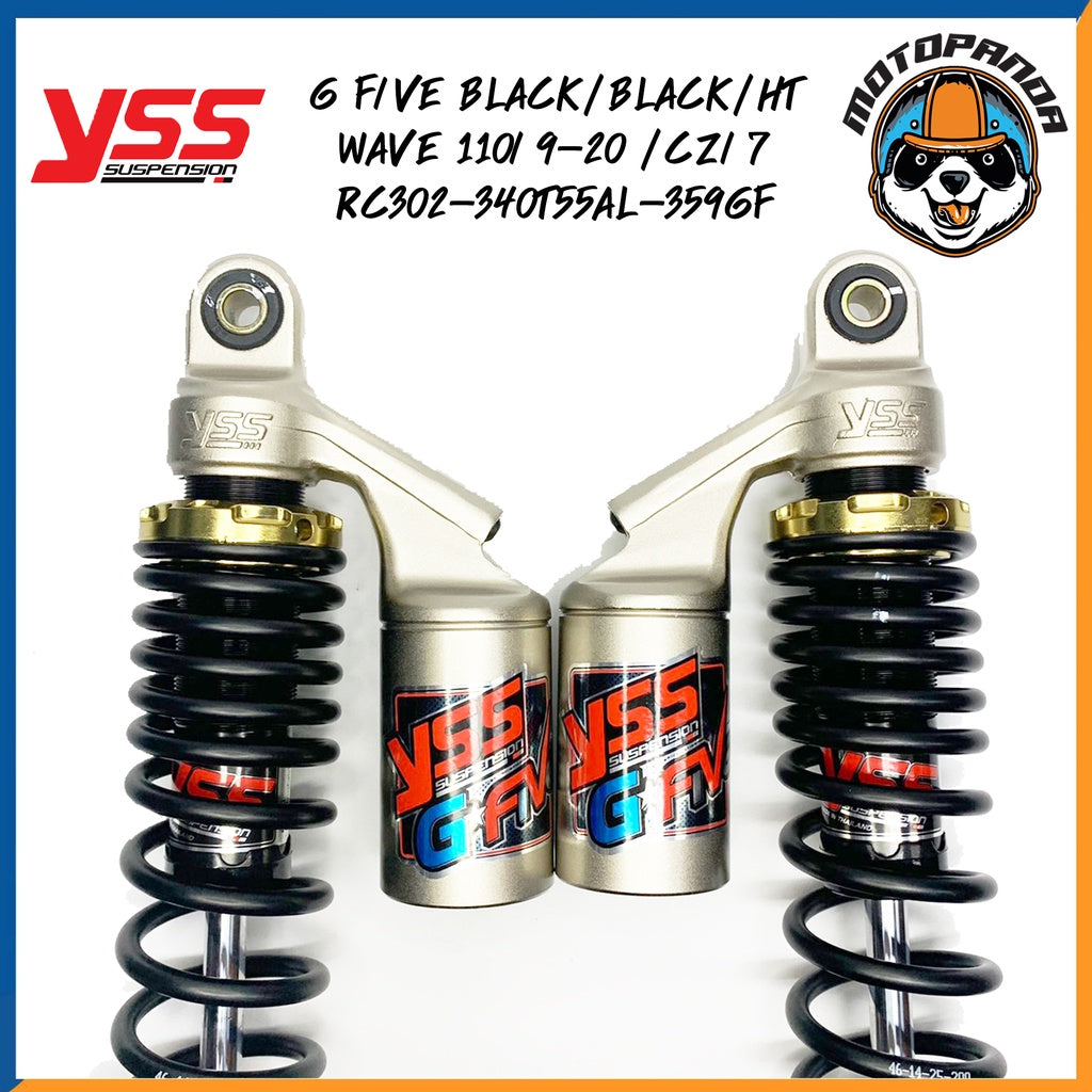 โช๊คหลัง G FIVE WAVE 110i BLACK/BLACK สูง 320/340 mm. โช๊คอัพ YSS แท้ แกนดำ สปริงดำ สำหรับ ฮอนด้า เวฟ110i โช้คคู่ โช้ค