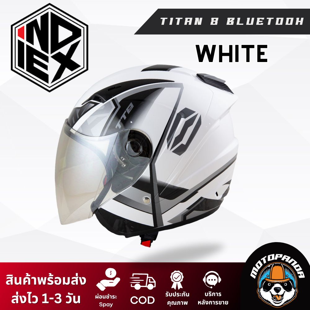 หมวกกันน็อค INDEX TITAN-8 BT รุ่นใหม่ล่าสุด มีหลุมติดตั้งลำโพง Bluetooth ของแท้ 100% รับประกันคุณภาพ
