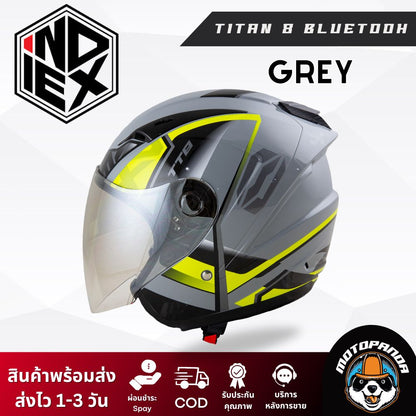หมวกกันน็อค INDEX TITAN-8 BT รุ่นใหม่ล่าสุด มีหลุมติดตั้งลำโพง Bluetooth ของแท้ 100% รับประกันคุณภาพ