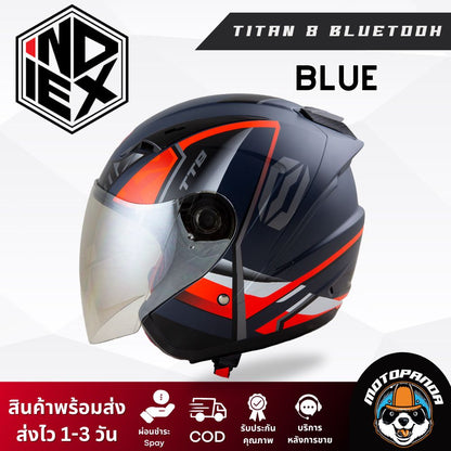 หมวกกันน็อค INDEX TITAN-8 BT รุ่นใหม่ล่าสุด มีหลุมติดตั้งลำโพง Bluetooth ของแท้ 100% รับประกันคุณภาพ