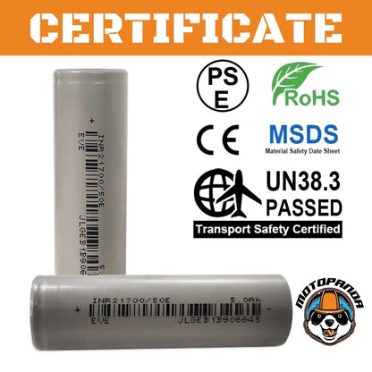 ถ่านชาร์จ 21700แบตเตอรี่ เซลล์แบตลิเธียมไอออน li-ion 5000Mah 3.7v ถ่านชาร์จ EVE INR21700  ให้พลังงานสูงแบบ5C