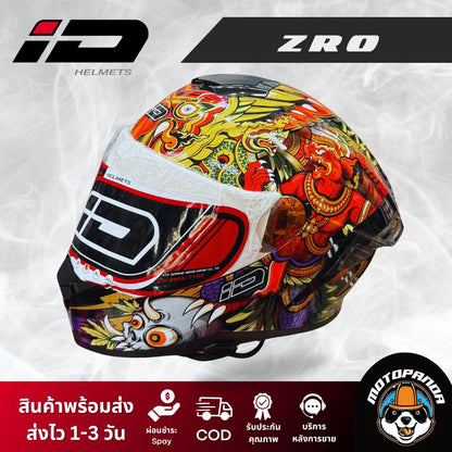 หมวกกันน็อค ID ZRO ลายครุฑ แว่น2ชั้น แบบเต็มใบ สปอยเลอร์หลัง ของแท้ 100% รับประกันคุณภาพ