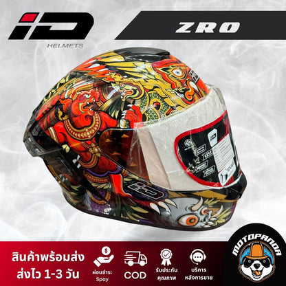 หมวกกันน็อค ID ZRO ลายครุฑ แว่น2ชั้น แบบเต็มใบ สปอยเลอร์หลัง ของแท้ 100% รับประกันคุณภาพ