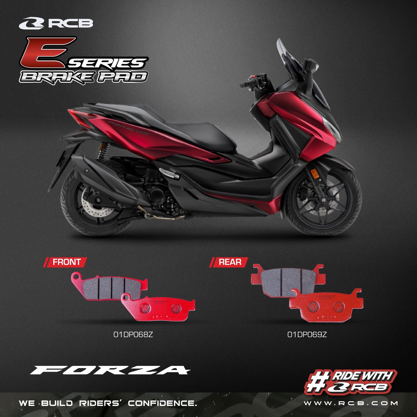 RCB ผ้าดิสเบรค ผ้าเบรค E-SERIES FORZA300 350 ADV350 หน้า หลัง Racing Boy ของแท้ 100%