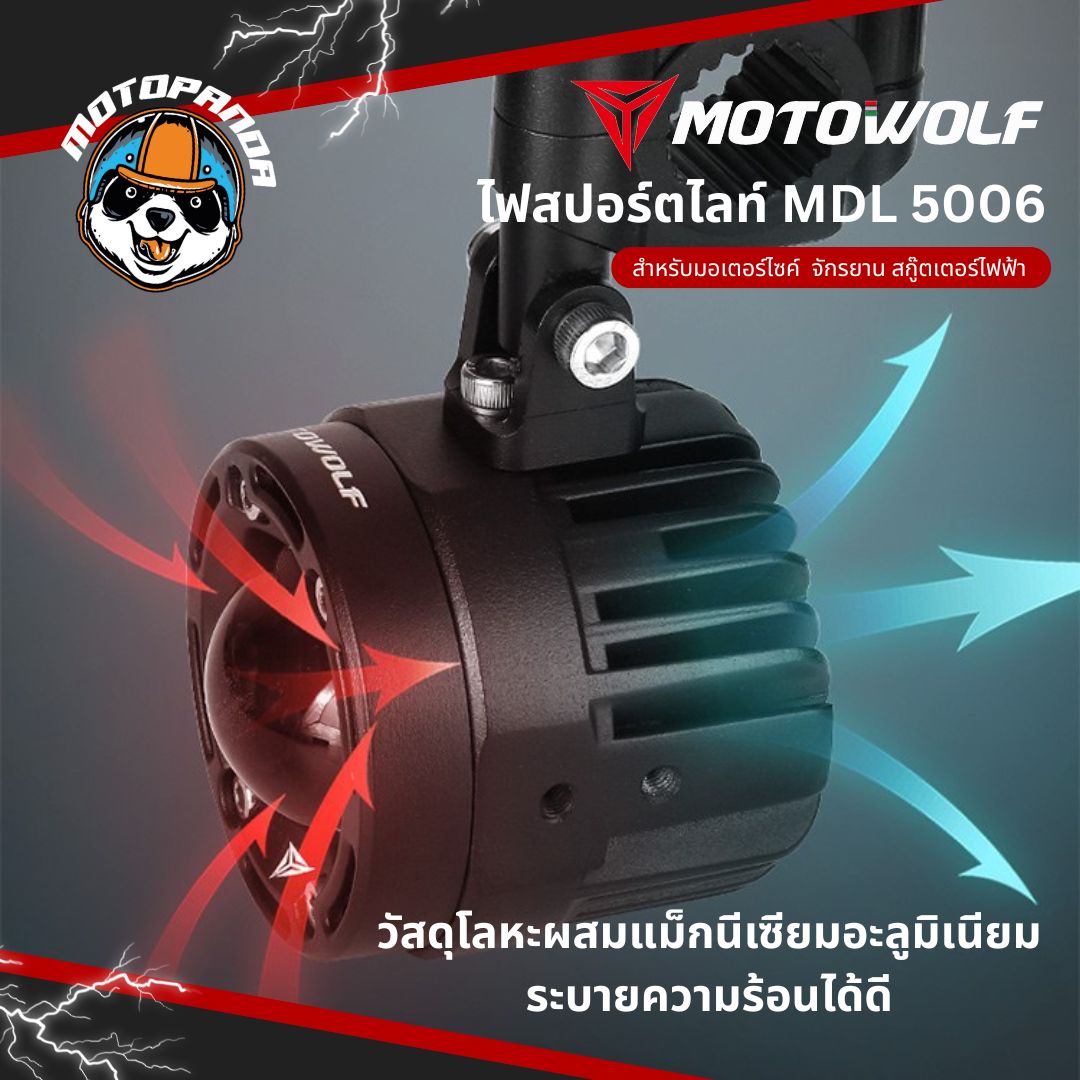 MOTOWOLF MDL 5006 ไฟสปอร์ตไลท์ ปรับไฟต่ำ ไฟสูงได้ สินค้าแท้ล้านเปอร์เซนต์