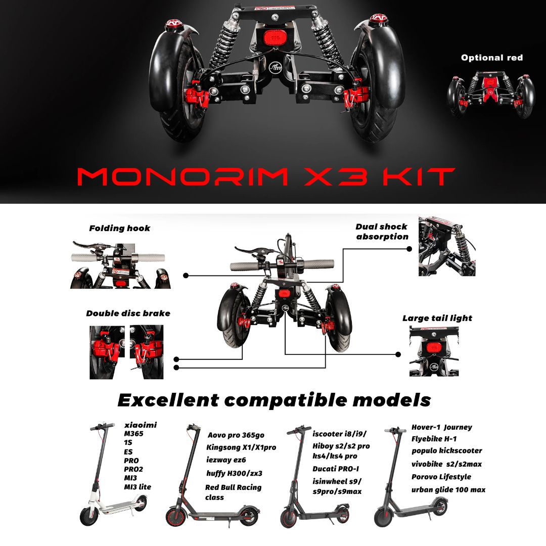 Monorim X3 Super Kit ชุดอัพเกรดโช้คหลังแบบล้อคู่สำหรับสกู๊ตเตอร์ไฟฟ้า Xiaomi Mi3, M365, 1S, ES, Pro, Pro2 สินค้าพร้อมส่ง