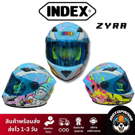 หมวกกันน็อค INDEX ZYRA หมวกกันน็อคเต็มใบ ของแท้100% สีฟ้า