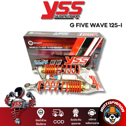 โช๊คหลัง G FIVE WAVE 125-I GOLD/RED สูง 340 mm. HONDA โช๊คอัพ YSS แท้ โช้ค สำหรับ ฮอนด้า เวฟ125i โช้คคู่ โช้คเวฟ แท้100%
