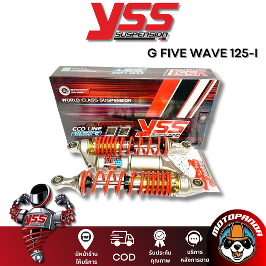 โช๊คหลัง G FIVE WAVE 125-I GOLD/RED สูง 340 mm. HONDA โช๊คอัพ YSS แท้ โช้ค สำหรับ ฮอนด้า เวฟ125i โช้คคู่ โช้คเวฟ แท้100%