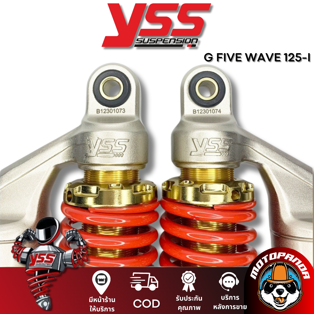 โช๊คหลัง G FIVE WAVE 125-I GOLD/RED สูง 340 mm. HONDA โช๊คอัพ YSS แท้ โช้ค สำหรับ ฮอนด้า เวฟ125i โช้คคู่ โช้คเวฟ แท้100%