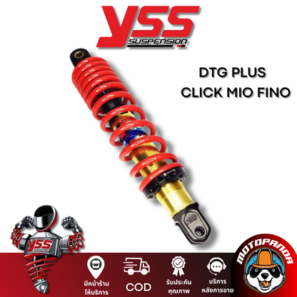 โช๊คหลัง DTG PLUS HONDA CLICK110 MIO115 FINO115 GOLD/RED สูง 310 mm.YSS คลิ๊ก110 มีโอ115 ฟีโน่115