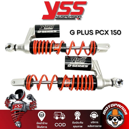 โช๊คหลัง G PLUS PCX 150 2018 BLACK/RED/BLACK สูง 350 mm. HONDA โช๊คอัพ YSS แท้ สำหรับ ฮอนด้า โช๊คคู่ สี ดำ/แดง/ดำ โช้ค