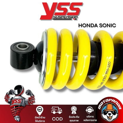 โช๊คหลัง HONDA SONIC สูง 255 mm. โช๊คอัพ YSS แท้ สำหรับ ฮอนด้า โซนิค ดำ/เหลือง โช๊คเดี่ยว โช๊คหลัง โช้ค