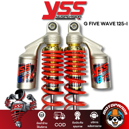 โช๊คหลัง G FIVE WAVE 125-I GOLD/RED สูง 340 mm. HONDA โช๊คอัพ YSS แท้ โช้ค สำหรับ ฮอนด้า เวฟ125i โช้คคู่ โช้คเวฟ แท้100%
