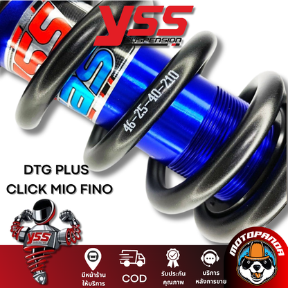 โช๊คหลัง DTG PLUS CLICK110 MIO115 FINO115 BLUE/BLACK สูง 310 mm. โช๊คอัพ YSS แท้ โช้ค สำหรับ คลิ๊ก มีโอ ฟีโน่ โช๊คเดี่ยว