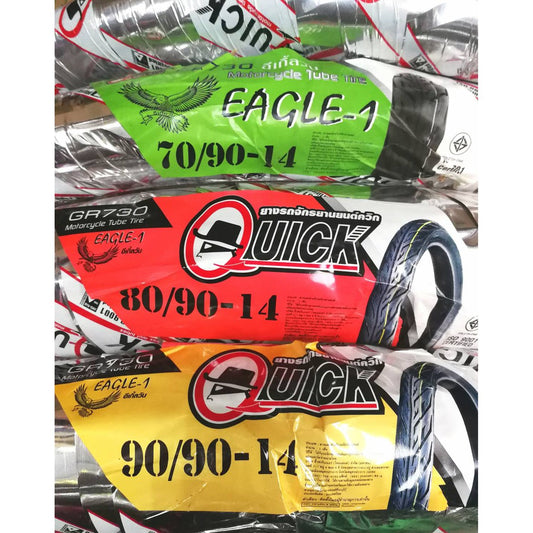 ยางนอก QUICK แก้มเตี้ย ขอบ14 ลาย GR730 Eagle-1 ห่อสีเงิน