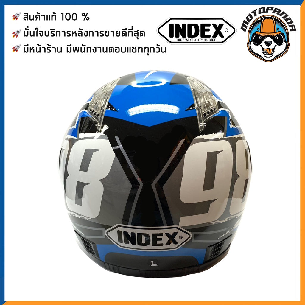 หมวกกันน็อคเต็มใบ INDEX รุ่น 811 สีดำ-น้ำเงิน ฟรีไซส์ หมวกกันน็อค สำหรับผู้ใหญ่ อินเด็กซ์ ของแท้ 100% สินค้าคุณภาพดี
