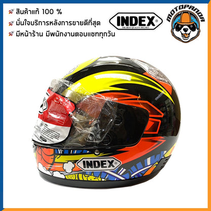 หมวกกันน็อคเต็มใบ INDEX รุ่น 811 ลายไก่ ฟรีไซส์ หมวกกันน็อค สำหรับผู้ใหญ่ อินเด็กซ์ ของแท้ 100% สินค้าคุณภาพดี