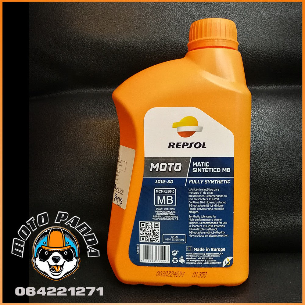 น้ำมันเครื่อง REPSOL MOTO MATIC SINTHETICO MB 10W-30 4T ขนาด 1 ลิตร น้ำมันเครื่องสังเคราะห์ สำหรับมอเตอร์ไซค์ 4 จังหวะ