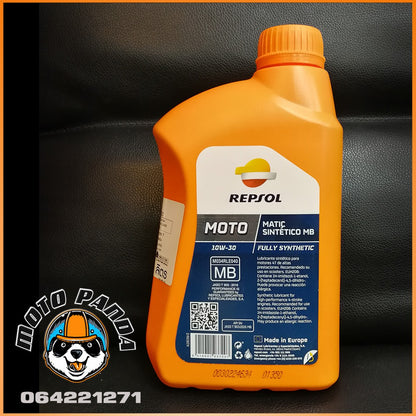 น้ำมันเครื่อง REPSOL MOTO MATIC SINTHETICO MB 10W-30 4T ขนาด 1 ลิตร น้ำมันเครื่องสังเคราะห์ สำหรับมอเตอร์ไซค์ 4 จังหวะ