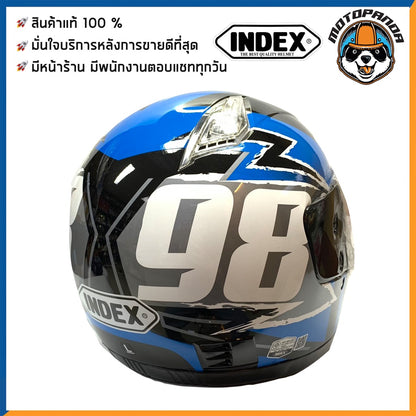 หมวกกันน็อคเต็มใบ INDEX รุ่น 811 สีดำ-น้ำเงิน ฟรีไซส์ หมวกกันน็อค สำหรับผู้ใหญ่ อินเด็กซ์ ของแท้ 100% สินค้าคุณภาพดี