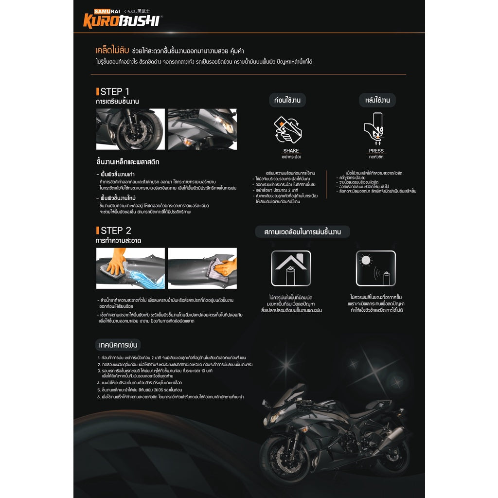 สีสเปรย์ซามูไร สำหรับมอเตอร์ไซค์ YAMAHA Y017 Y016 Y139 Y3 Y81 1108 แบรด์ SAMURAI แท้ 100%
