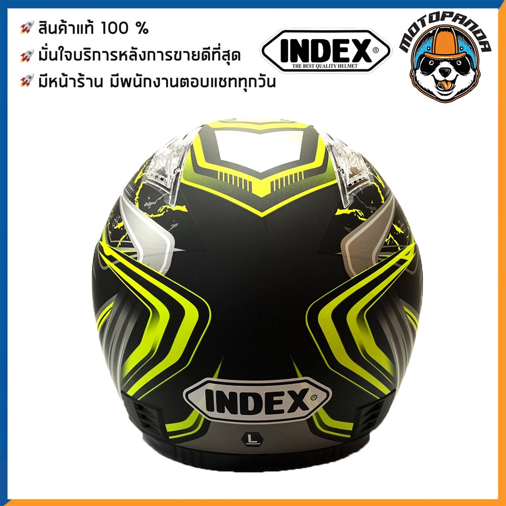 หมวกกันน็อคเต็มใบ INDEX รุ่น 811 สีดำ-เขียว ฟรีไซส์ หมวกกันน็อค สำหรับผู้ใหญ่ อินเด็กซ์ ของแท้ 100% สินค้าคุณภาพดี