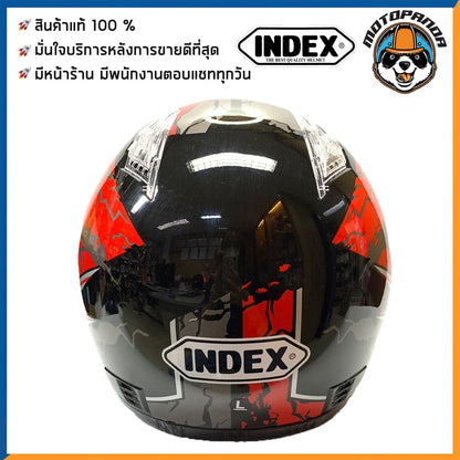 หมวกกันน็อคเต็มใบ INDEX รุ่น 811 สีดำ-แดง ฟรีไซส์ หมวกกันน็อค สำหรับผู้ใหญ่ อินเด็กซ์ ของแท้ 100% สินค้าคุณภาพดี