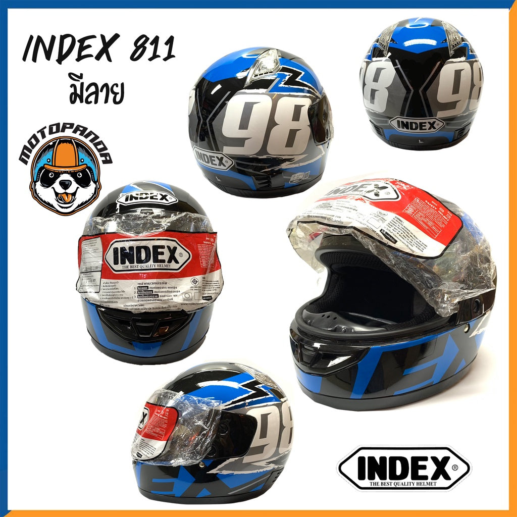 หมวกกันน็อค INDEX 811 เต็มใบ สินค้าแท้ล้านเปอร์เซ็นต์ สีดำ,ดำเงา,ดำด้าน มีลาย ไม่มีลาย หมวกINDEX หมวกกันน็อคเต็มใบ