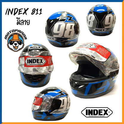 หมวกกันน็อค INDEX 811 เต็มใบ สินค้าแท้ล้านเปอร์เซ็นต์ สีดำ,ดำเงา,ดำด้าน มีลาย ไม่มีลาย หมวกINDEX หมวกกันน็อคเต็มใบ