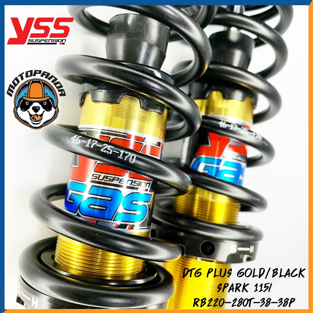 โช๊คหลัง DTG PLUS YAMAHA SPARK 115I GOLD/BLACK สูง 280 mm. โช้ค YSS แท้ โชคสำหรับ ยามาฮ่า สปาร์ก115i โช้คแก๊ส ของแท้100%