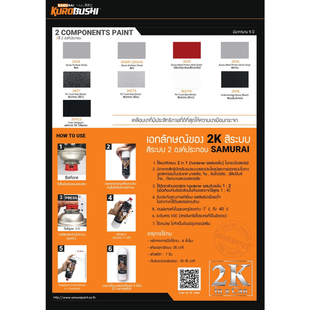 สีสเปรย์ซามูไร สีโทนเขียว 24/165 26/322 1144 1380 K417 Y017 สำหรับมอเตอร์ไซค์ แบรนด์ SAMURAI สินค้าคุณภาพ
