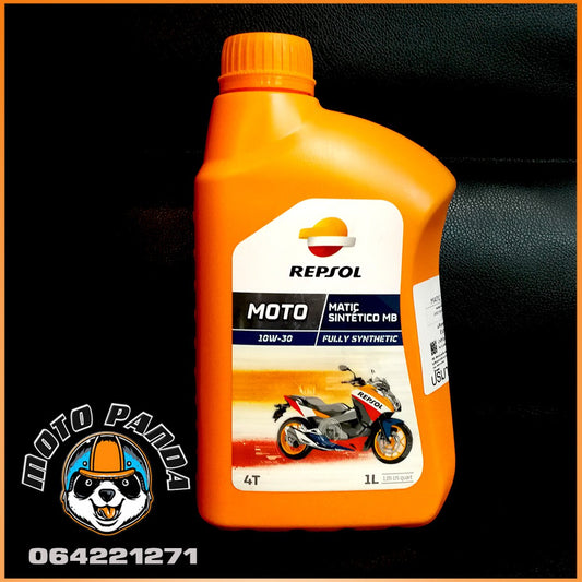 น้ำมันเครื่อง REPSOL MOTO MATIC SINTHETICO MB 10W-30 4T ขนาด 1 ลิตร น้ำมันเครื่องสังเคราะห์ สำหรับมอเตอร์ไซค์ 4 จังหวะ
