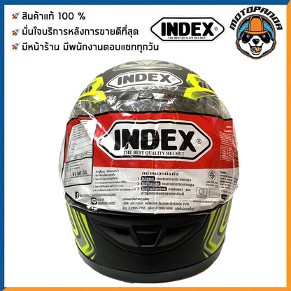 หมวกกันน็อคเต็มใบ INDEX รุ่น 811 สีดำ-เขียว ฟรีไซส์ หมวกกันน็อค สำหรับผู้ใหญ่ อินเด็กซ์ ของแท้ 100% สินค้าคุณภาพดี