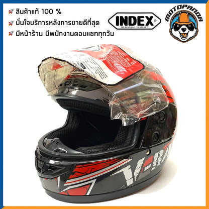 หมวกกันน็อคเต็มใบ INDEX รุ่น 811 สีดำ-แดง ฟรีไซส์ หมวกกันน็อค สำหรับผู้ใหญ่ อินเด็กซ์ ของแท้ 100% สินค้าคุณภาพดี