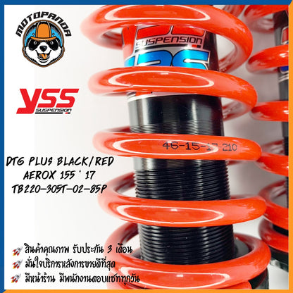 DTG PLUS YAMAHA AEROX 155 BLACK/RED สูง 305 mm. โช๊คหลัง YSS แท้ สำหรับ ยามาฮ่า แอรอค โช้คแก๊ส ของแท้100%