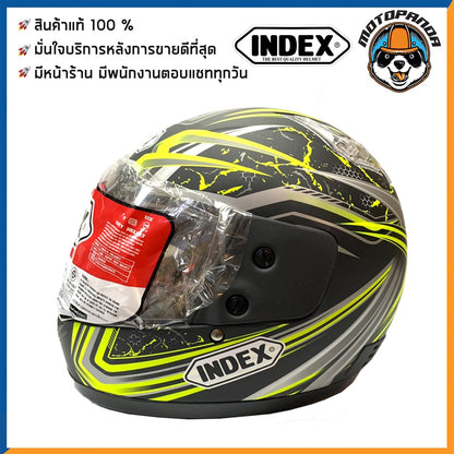 หมวกกันน็อคเต็มใบ INDEX รุ่น 811 สีดำ-เขียว ฟรีไซส์ หมวกกันน็อค สำหรับผู้ใหญ่ อินเด็กซ์ ของแท้ 100% สินค้าคุณภาพดี