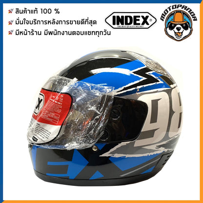 หมวกกันน็อคเต็มใบ INDEX รุ่น 811 สีดำ-น้ำเงิน ฟรีไซส์ หมวกกันน็อค สำหรับผู้ใหญ่ อินเด็กซ์ ของแท้ 100% สินค้าคุณภาพดี