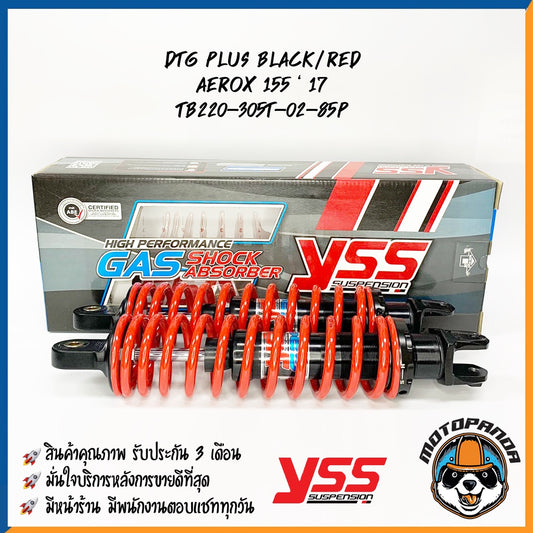 DTG PLUS YAMAHA AEROX 155 BLACK/RED สูง 305 mm. โช๊คหลัง YSS แท้ สำหรับ ยามาฮ่า แอรอค โช้คแก๊ส ของแท้100%