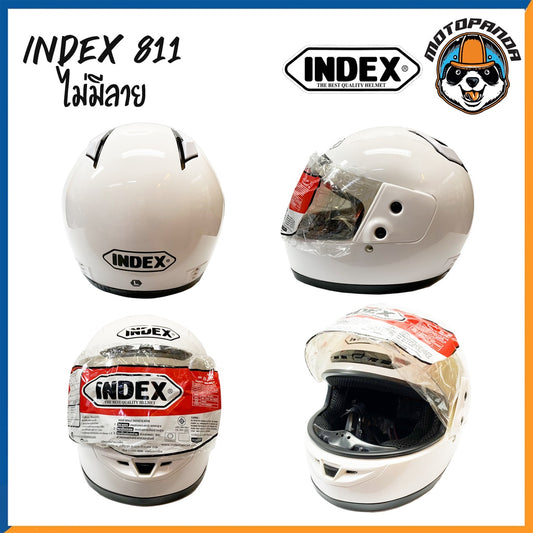 หมวกกันน็อค index811 สีขาว เต็มใบ สินค้าแท้ล้านเปอร์เซ็นต์ สินค้ามีพร้อมส่ง สีพื้นไม่มีลาย ถูกสุดๆ ขนาดฟรีไซส์