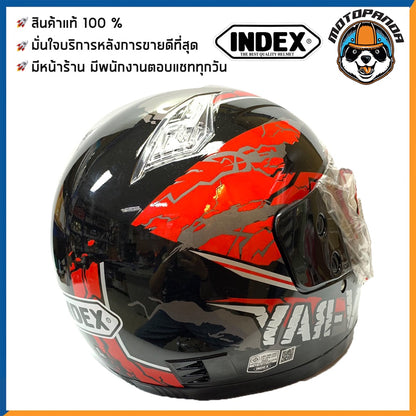 หมวกกันน็อคเต็มใบ INDEX รุ่น 811 สีดำ-แดง ฟรีไซส์ หมวกกันน็อค สำหรับผู้ใหญ่ อินเด็กซ์ ของแท้ 100% สินค้าคุณภาพดี