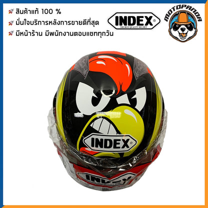 หมวกกันน็อคเต็มใบ INDEX รุ่น 811 ลายไก่ ฟรีไซส์ หมวกกันน็อค สำหรับผู้ใหญ่ อินเด็กซ์ ของแท้ 100% สินค้าคุณภาพดี