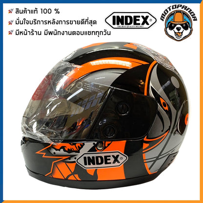 หมวกกันน็อคเต็มใบ INDEX รุ่น 811 สีดำ-ส้ม ฟรีไซส์ หมวกกันน็อค สำหรับผู้ใหญ่ อินเด็กซ์ ของแท้ 100% สินค้าคุณภาพดี
