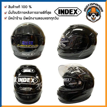 หมวกกันน็อค INDEX 811 I-Shield เต็มใบ ไซส์ L สินค้าแท้ล้านเปอร์เซ็นต์ หมวกกันน็อคเต็มใบ สีดำ ดำเงา ดำด้าน เทาด้าน ขาว