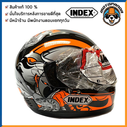 หมวกกันน็อคเต็มใบ INDEX รุ่น 811 สีดำ-ส้ม ฟรีไซส์ หมวกกันน็อค สำหรับผู้ใหญ่ อินเด็กซ์ ของแท้ 100% สินค้าคุณภาพดี